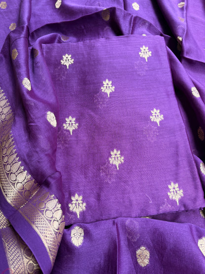 Purple Chanderi silk 3 piece suit set