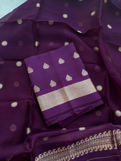 Purple mango silk kadhwa suit set
