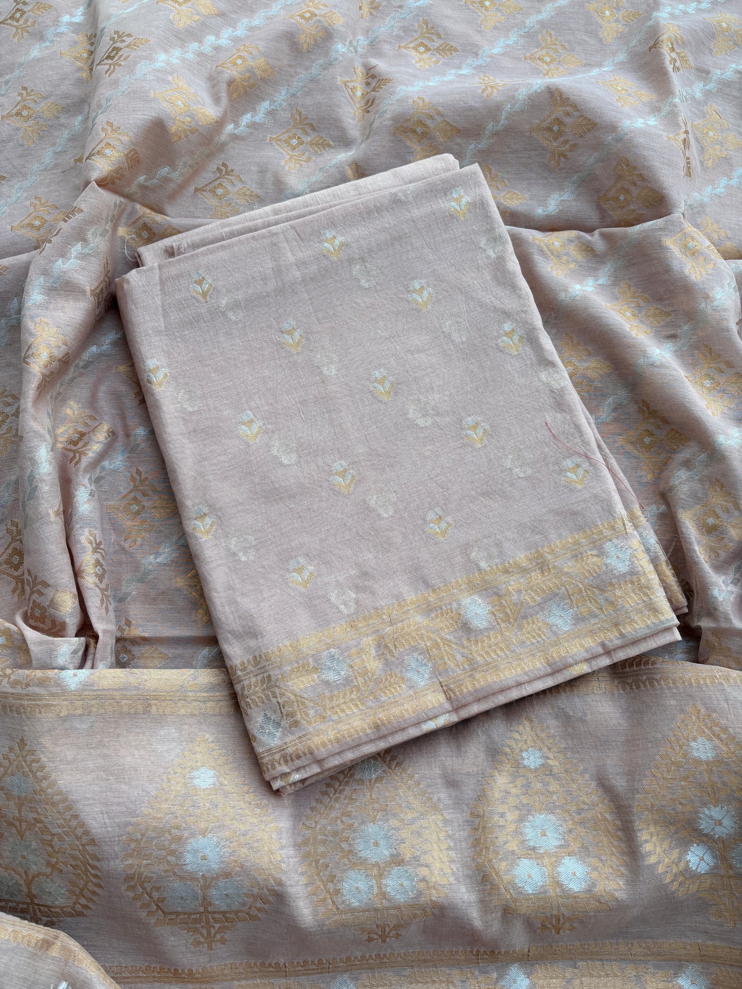 Peach Sona Rupa Chanderi suit set