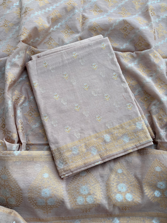 Peach Sona Rupa Chanderi suit set