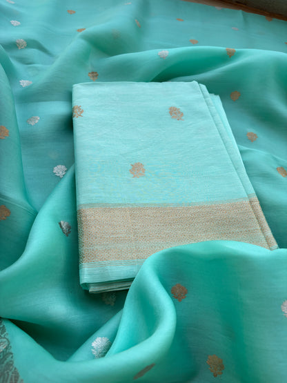 Green linen silk suit set