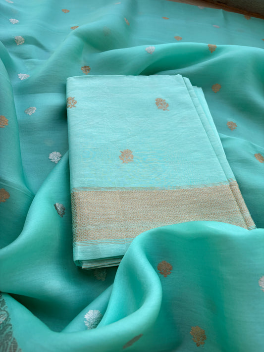 Green linen silk suit set