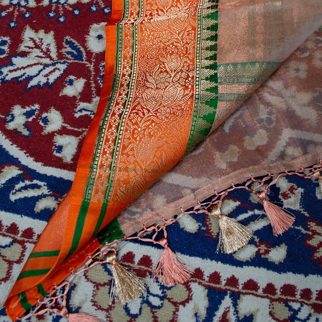 Orange peach kora tissue dupatta