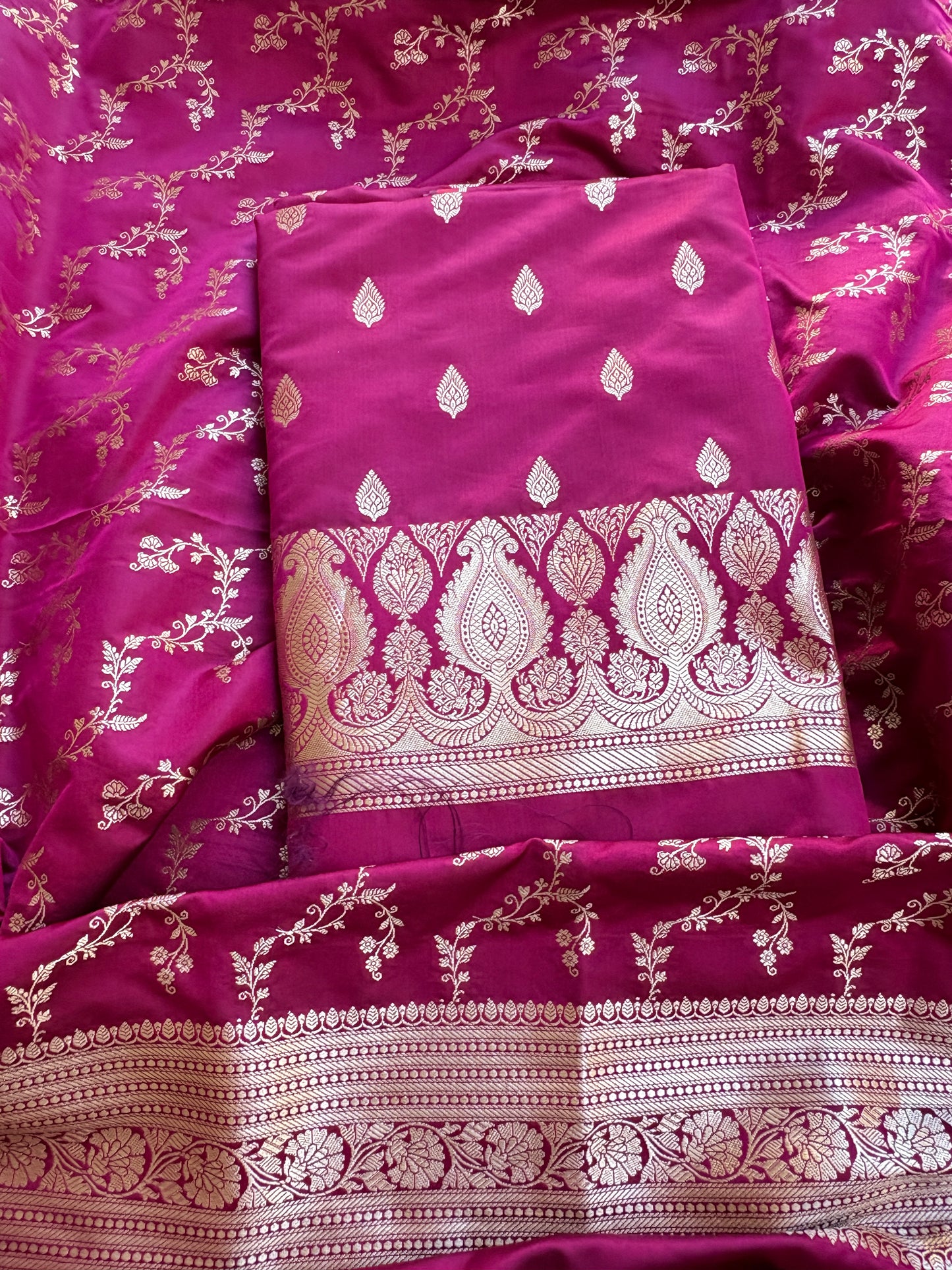 Wine mashru silk suit set