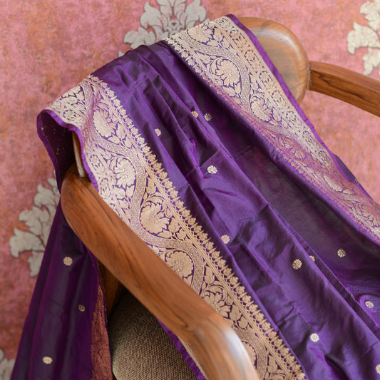 Wine katan silk kadhwa dupatta
