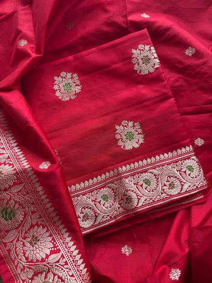 Red katan by katan silk kadhwa suit set