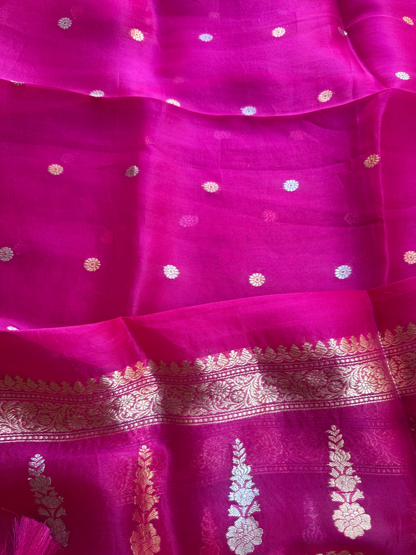 Cream moonga silk kurta, bottom and kora silk dupatta