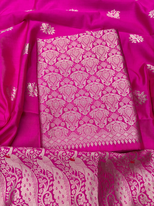 Pink raw mango silk 3 piece suit set