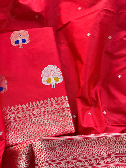 Red katan by katan silk kadhwa suit set