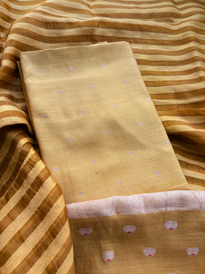 Yellow Chiniya silk suit set