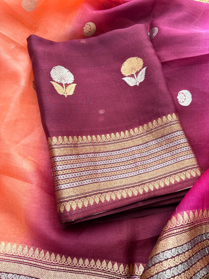 Wine kora silk kadhwa suit set