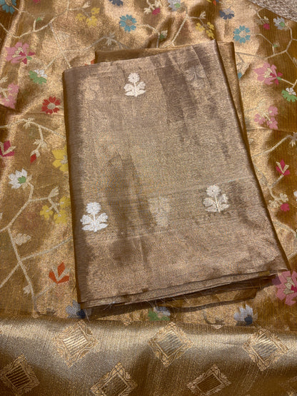 Mustard tissue kadhwa suit set