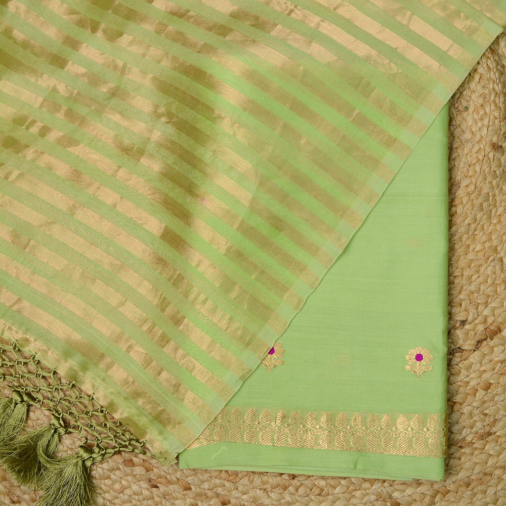 Green handloom silk suit set