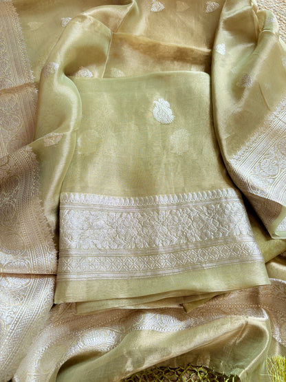 Green tissue kadhwa suit set