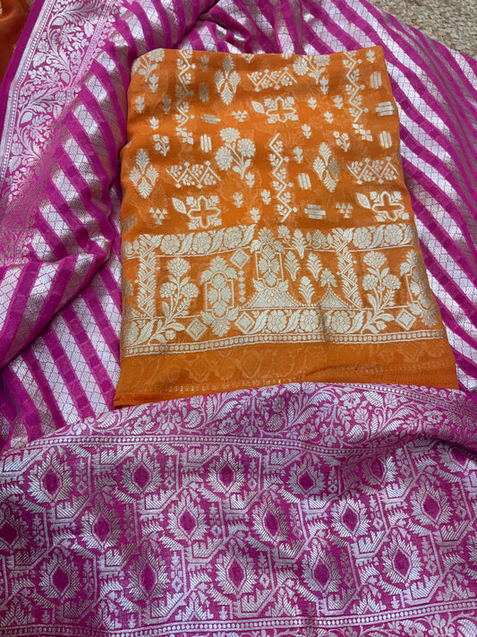 Orange rani Khaddi georgette suit set