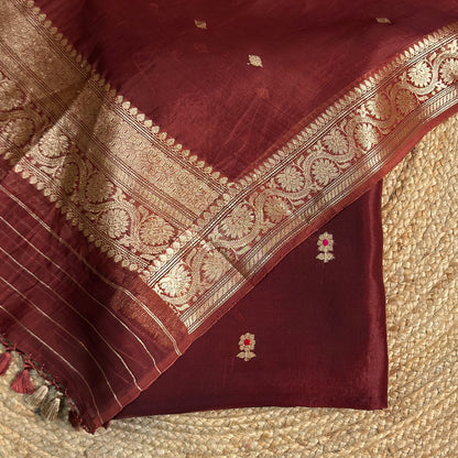 Wine kora silk kadhwa suit set