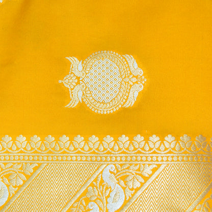 Bright Yellow Mashru Silk Saree