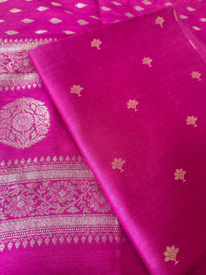 Magenta moonga silk suit