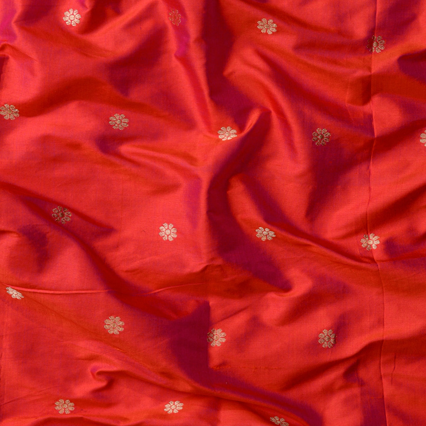 Red orange Katan silk fabric