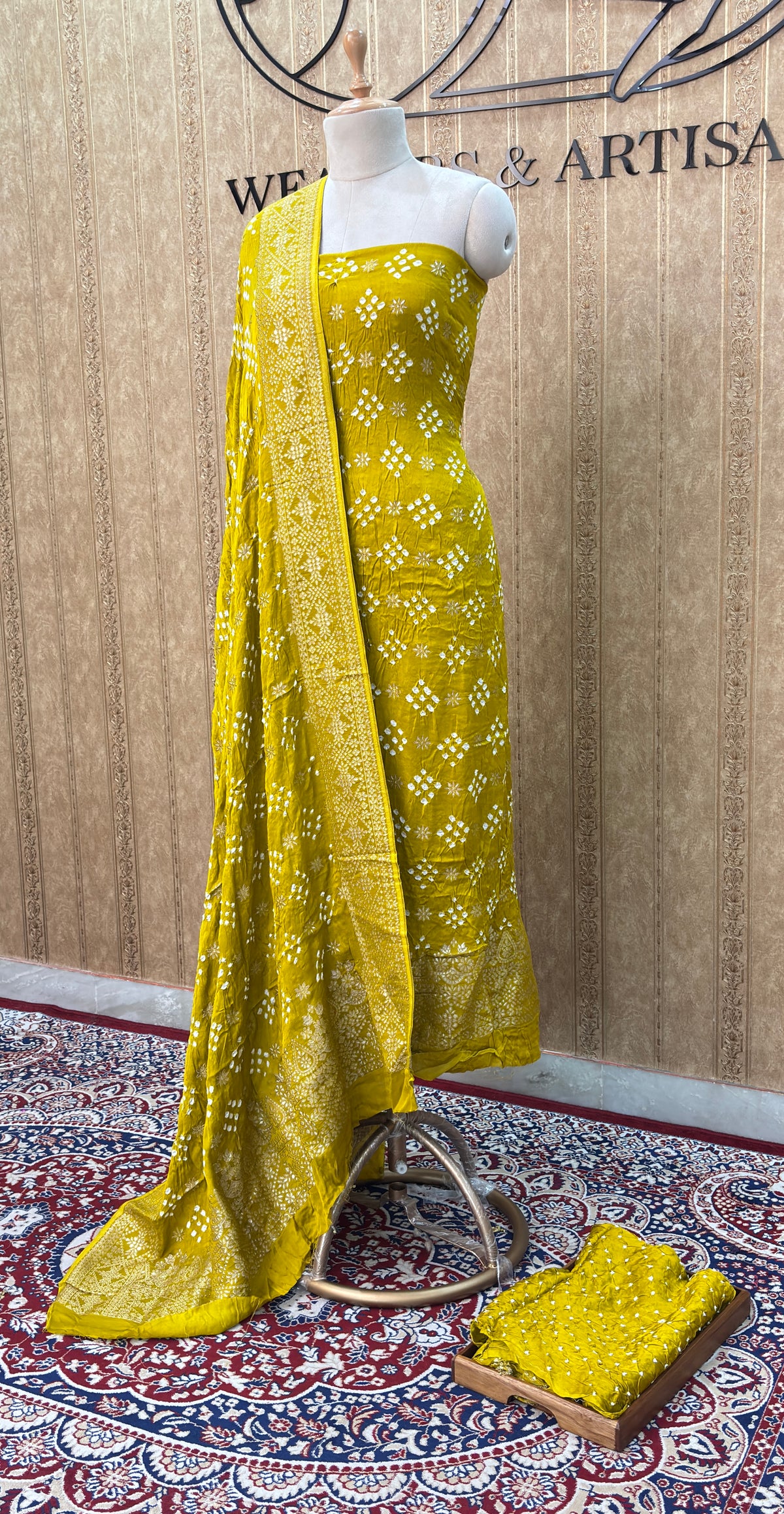 Green bandhani suit set