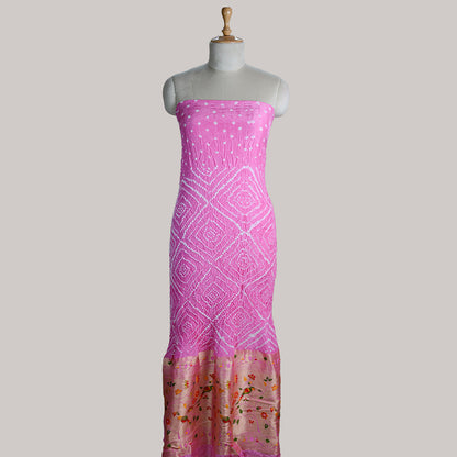 Pink bandhani paithani suit set