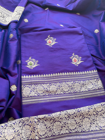 Purple katan by katan silk meenadar suit set