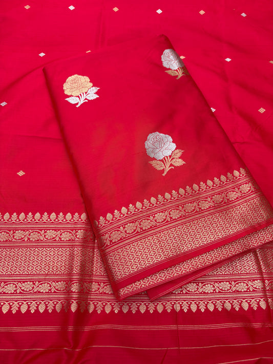 Red katan by katan silk 3 piece suit set