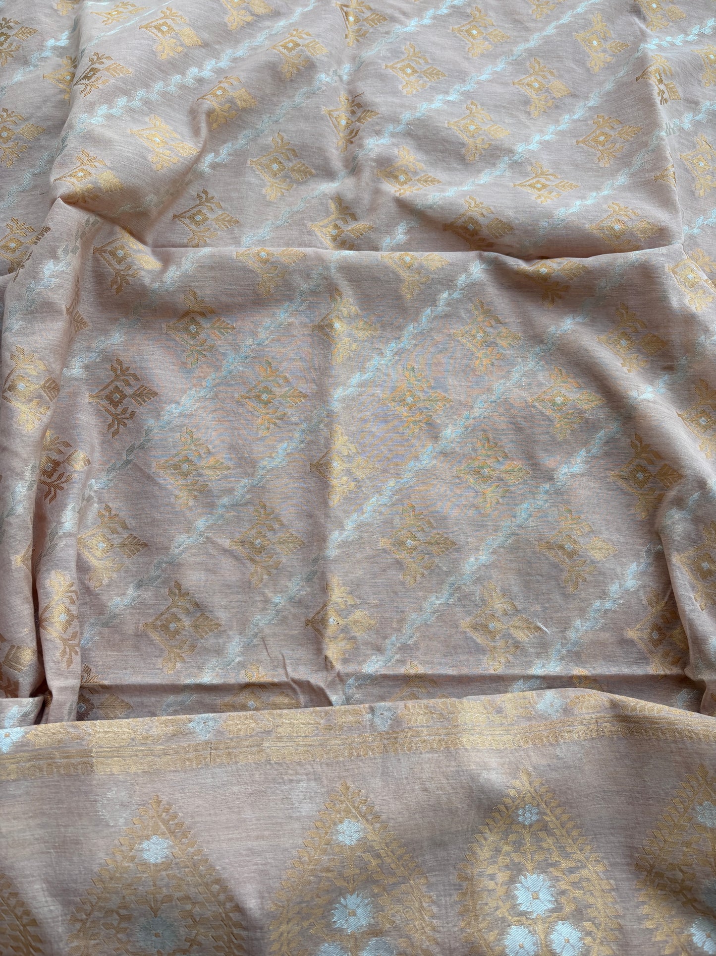 Peach Sona Rupa Chanderi suit set