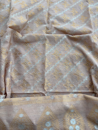 Peach Sona Rupa Chanderi suit set