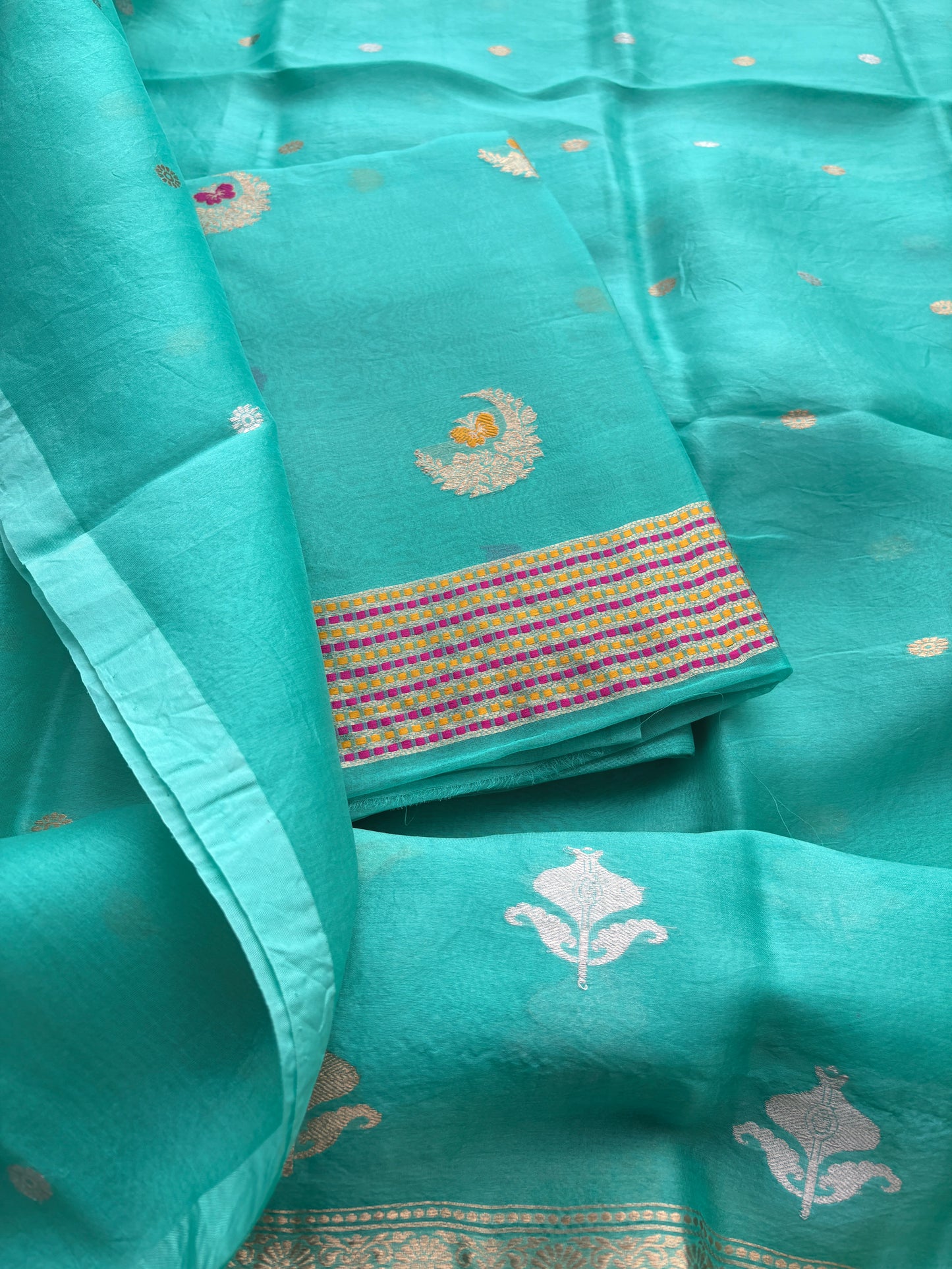 Blue Chiniya kora suit set