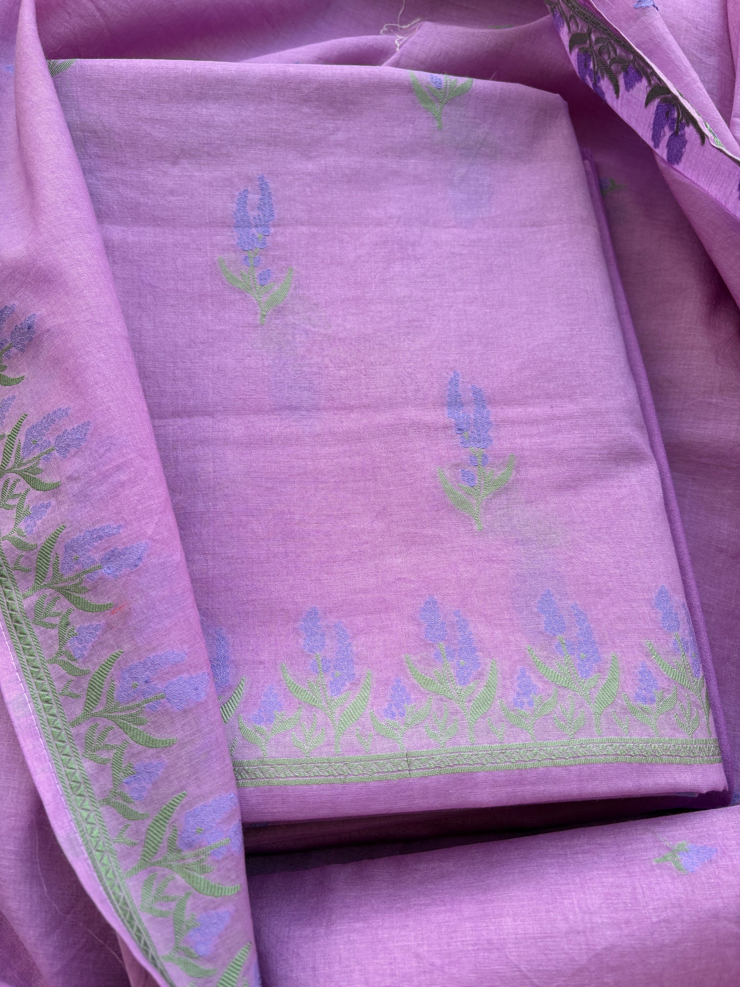Lavender Chanderi cotton suit set