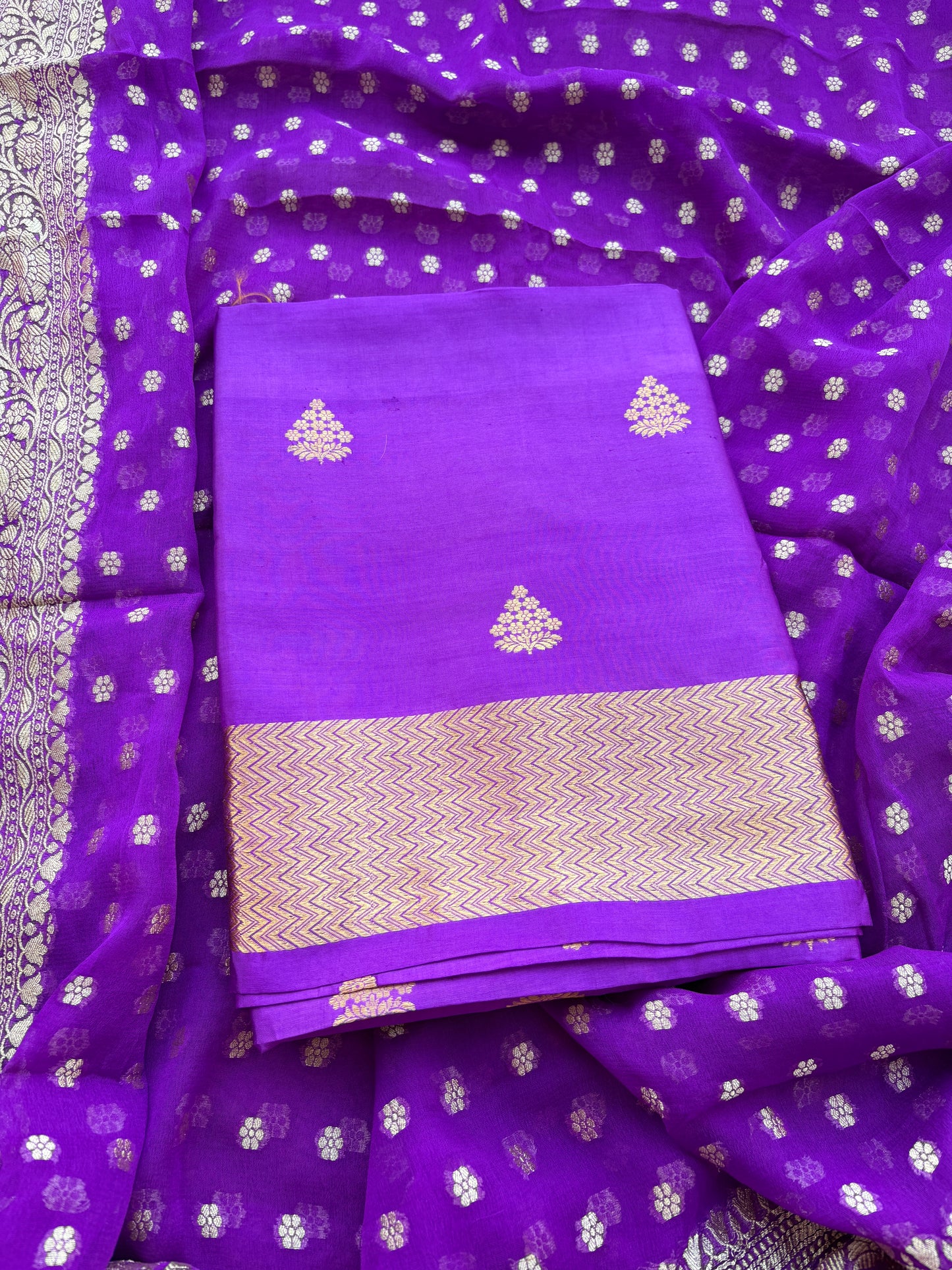Lavender Chiniya silk suit and Khaddi georgette dupatta