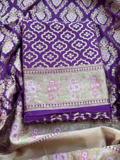 Purple Chanderi exclusive weaving suit set