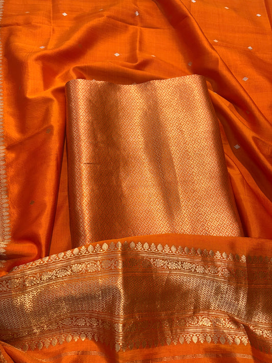 Orange brocade Katan silk kadhwa suit set