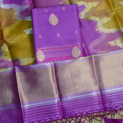 Purple kora silk with rangkat kora dupatta