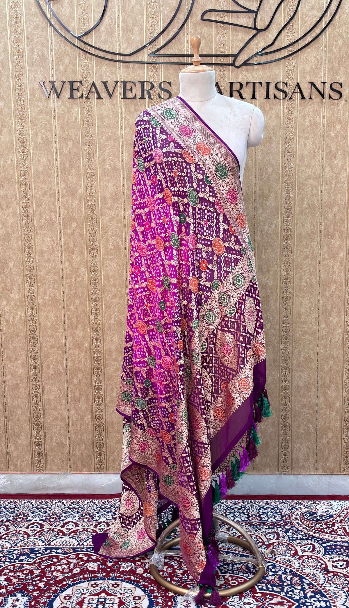 Purple bandhani dupatta