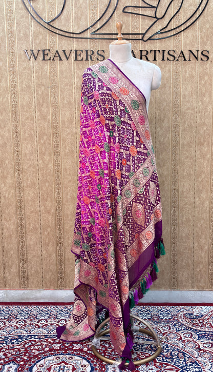 Purple bandhani dupatta