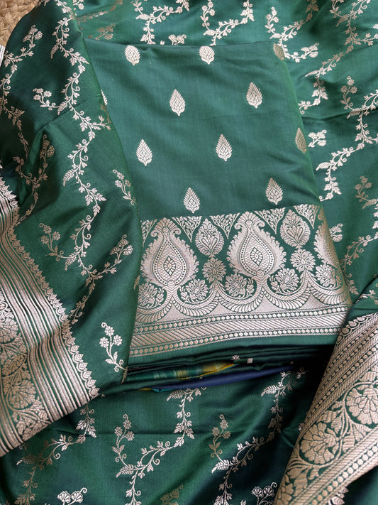 Green mashru silk suit set