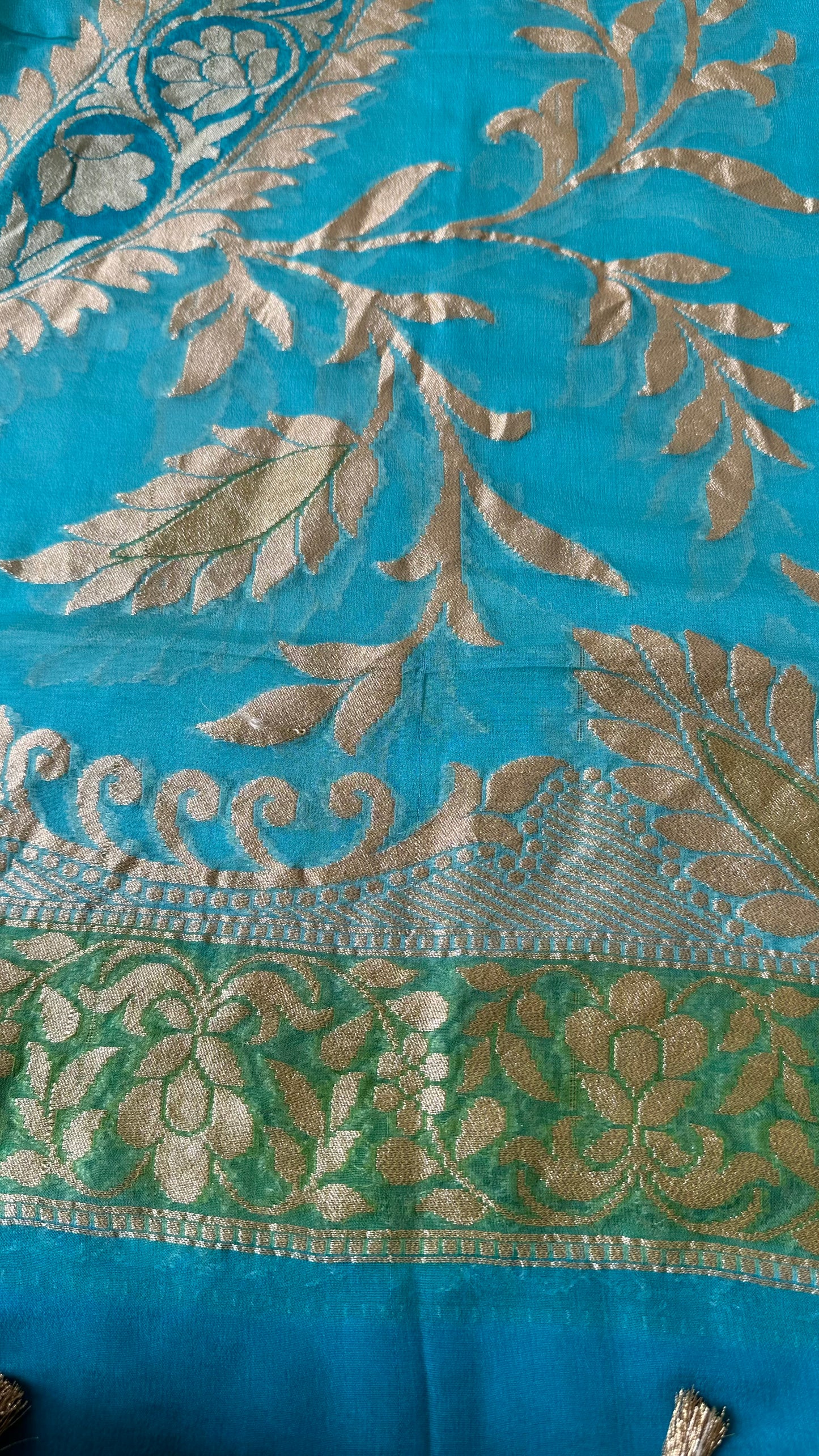 Turq handloom khaddi georgette dupatta