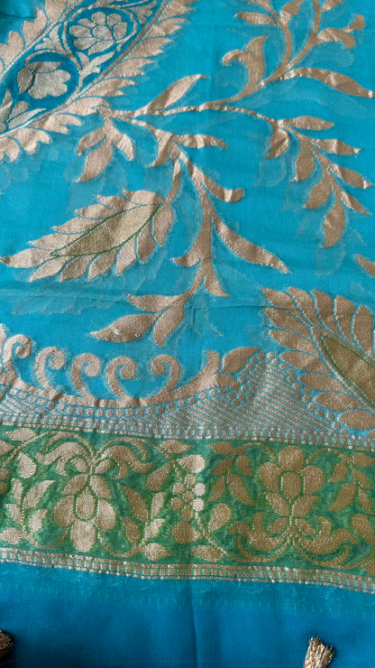 Turq handloom khaddi georgette dupatta