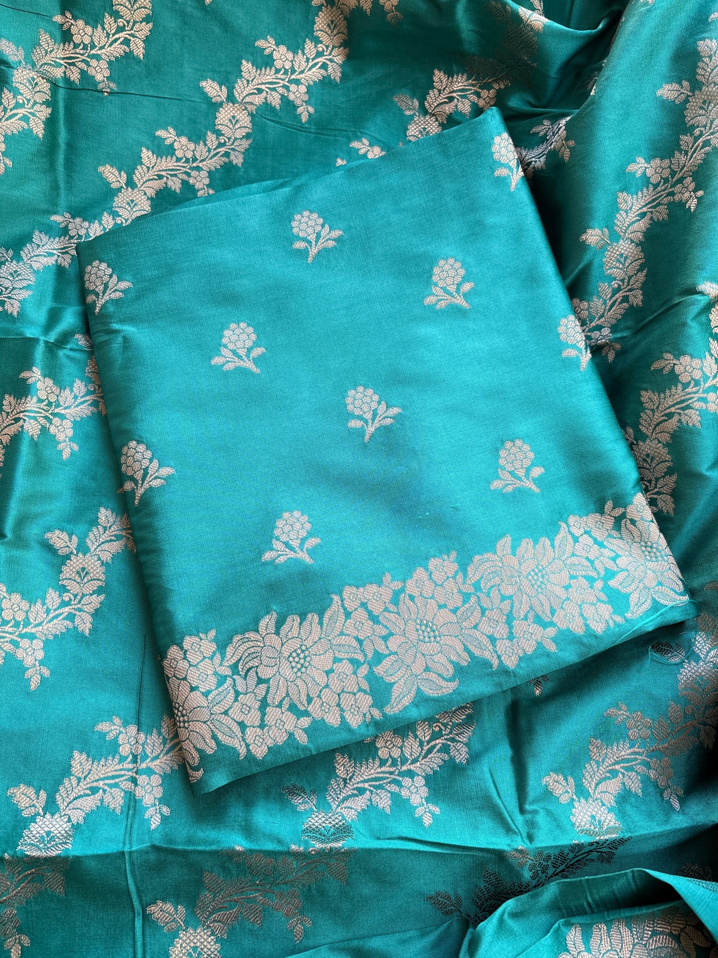 Blue premium silk 3 piece suit set