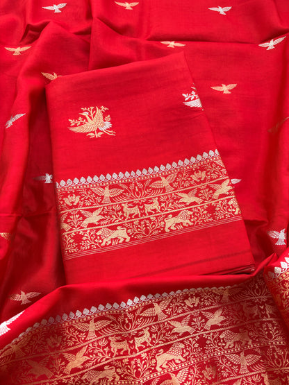 Red raw mango silk suit set