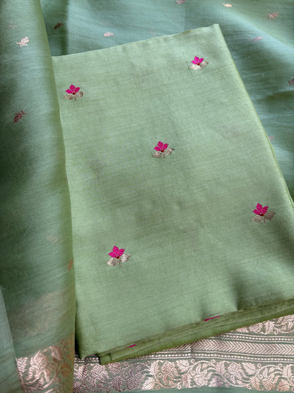Green Chiniya kora suit set