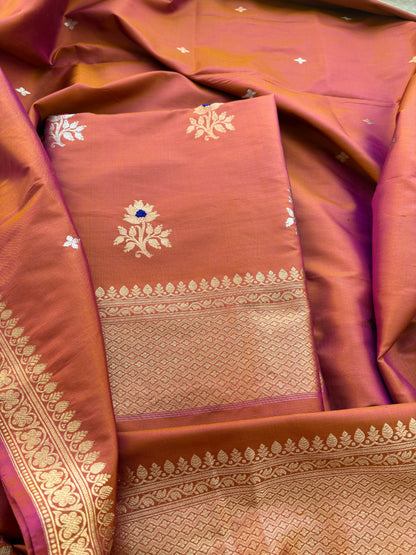 Rust katan by katan silk kadhwa suit set