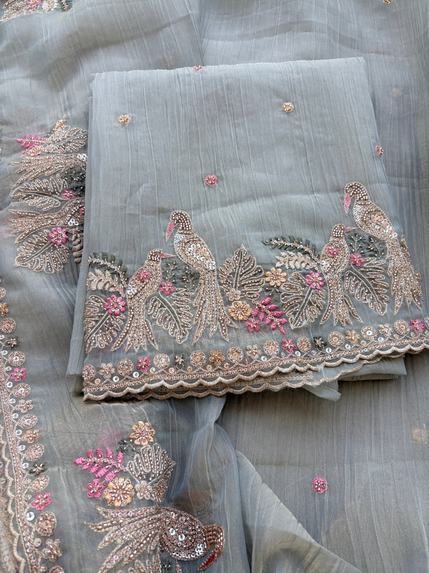 Sea blue hand embroidered Suit set
