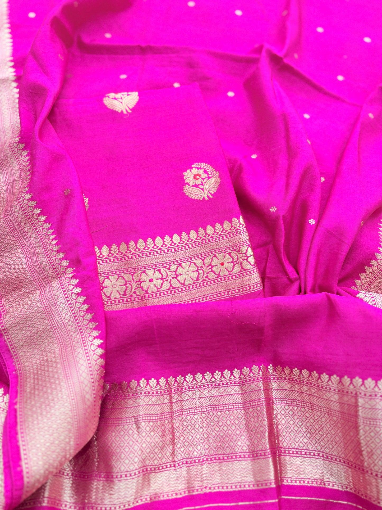 Pink Chiniya silk 3 piece suit