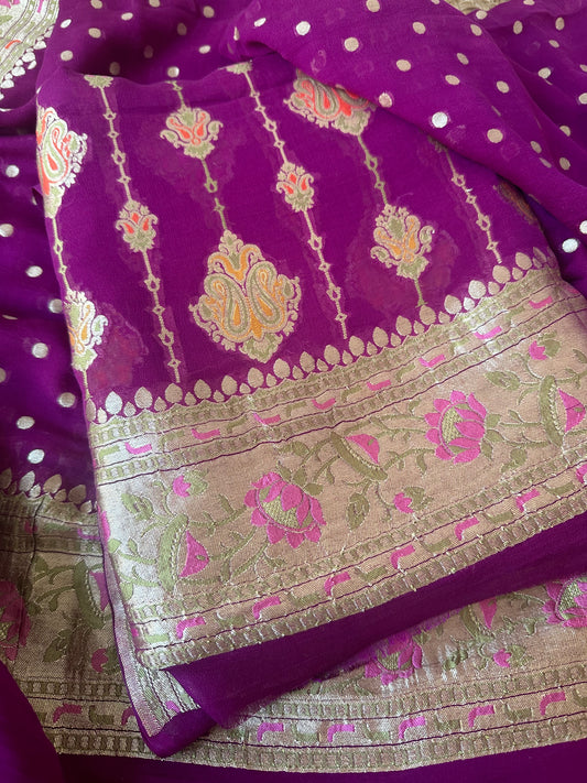 Magenta khaddi georgette Tilfi weaving 2 piece set