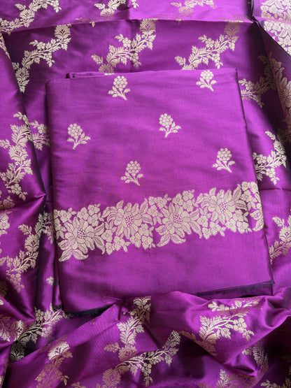 Magenta premium silk 3 piece suit set