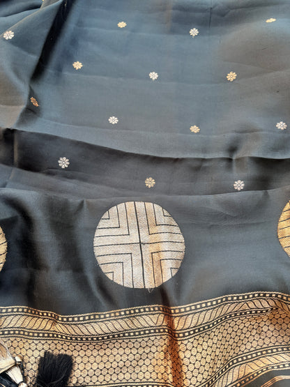 Black mango silk designer silk suit set