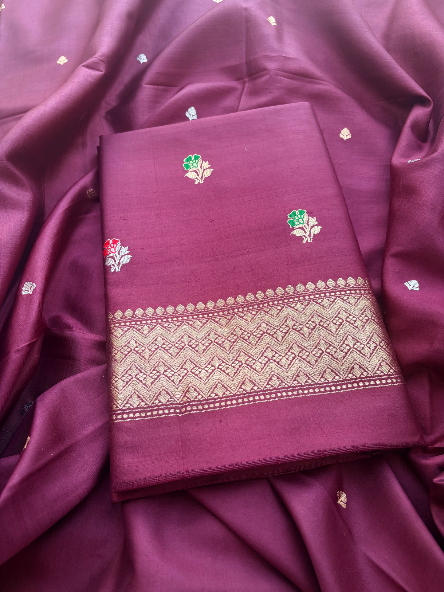 Wine katan by katan silk suit set